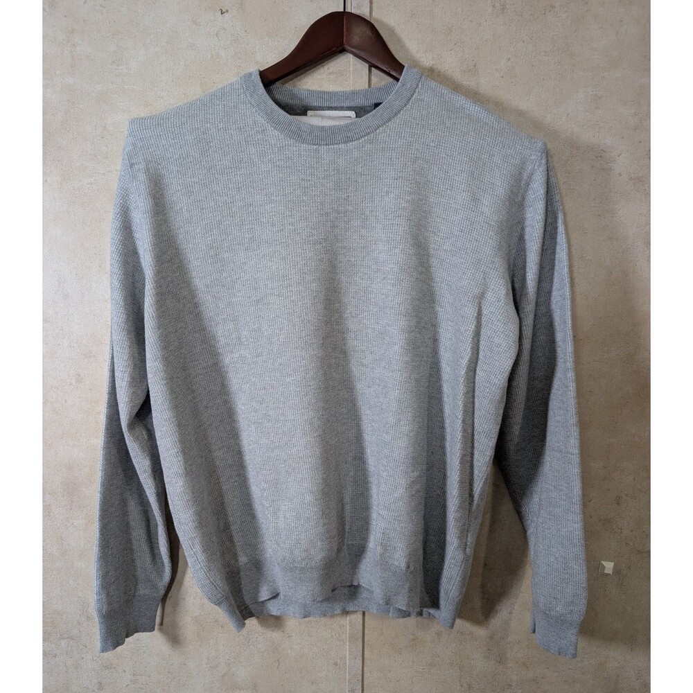 Christian Berg Men XXL Gray Waffle Knit Crewneck Thermal Pullover Sweater - Picture 2 of 8